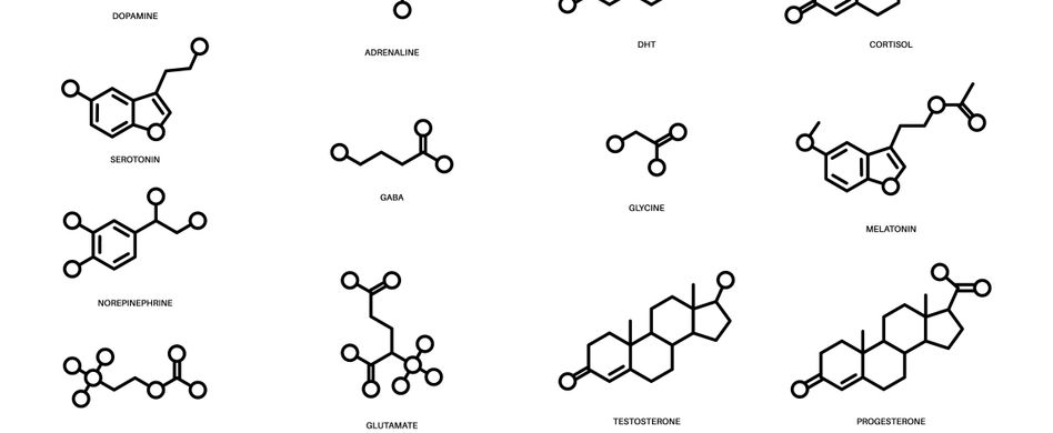 chemische verbindungen von hormonen auf weißem hintergrund