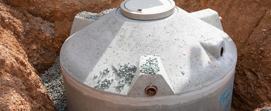 zisterne aus zement auf baustelle