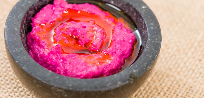 Hummus mit Roter Beete → Hier geht&amp;#39;s zum Rezept